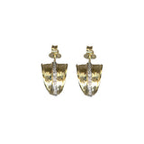 Textured Diamond Rounded Earrings, 14K Yellow Gold
