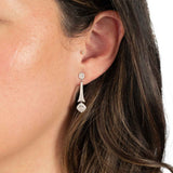 Pavé Diamond Deco Style Dangle Earrings, 14K White Gold