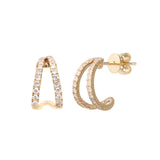 Diamond Open Design Hoop Earrings, .50 Inch, 14K Yellow Gold