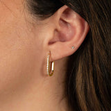Diamond Paperclip Hoop Earrings, 14 Yellow Gold