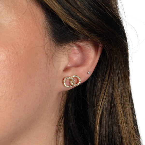 Diamond Interlocking Circles Drop Earrings, 14K Yellow Gold – EFG Designs
