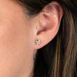 X Design Diamond Stud Earrings, 14K White Gold