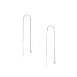 Bezel Set Diamond Threader Earrings, 14K White Gold