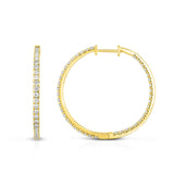 Inside Out Natural Diamond Hoops, 2 Carats, 14K Yellow Gold