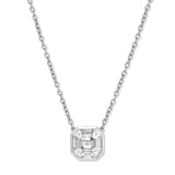 Baguette Diamonds Square Necklace, 18K White Gold
