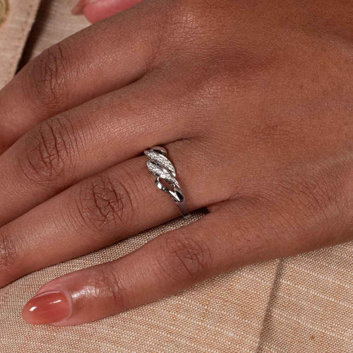Weave Design Diamond Stacking Ring, 14K White Gold