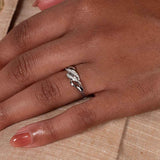 Weave Design Diamond Stacking Ring, 14K White Gold