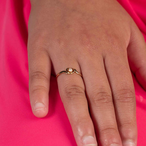 Child's Heart Ring, Size 3.5, 14K Yellow Gold