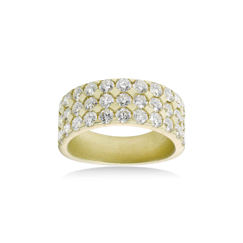 Wide Pavé Diamond Band, 14K Yellow Gold