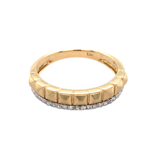 Two Tone Diamond Band, 14K Yellow Gold