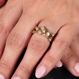 Three Strand Diamond Ring, 14K Yellow Gold