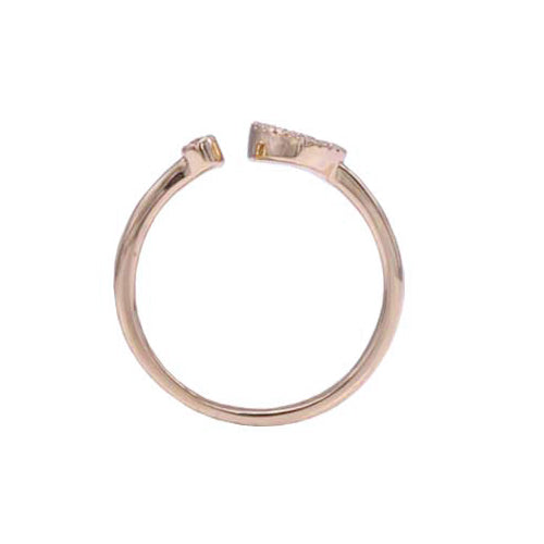 Pink Mother Of Pearl Heart and Diamond Ring, 14K Rose Gold