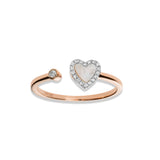 Pink Mother Of Pearl Heart and Diamond Ring, 14K Rose Gold