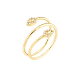 Pavé Diamond Tip Bypass Ring, 14K Yellow Gold