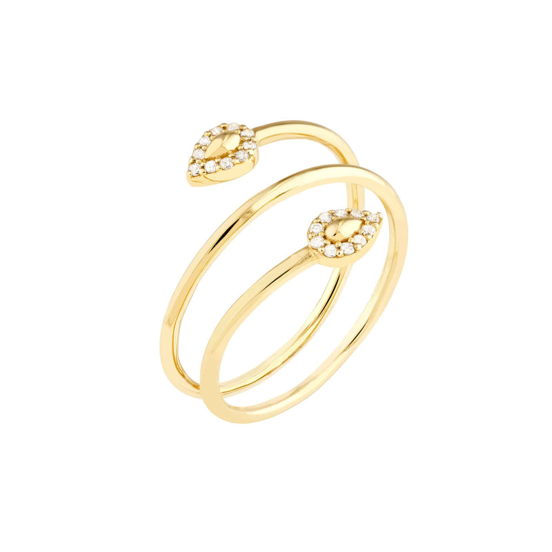 Pavé Diamond Tip Bypass Ring, 14K Yellow Gold