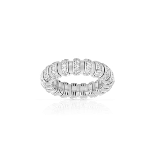 Diamond Stretchy Ring, 14K White Gold