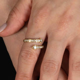 Diamond Bypass Ring, 14K Yellow Gold