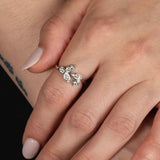 Floral Motif Diamond Ring, 14K White Gold