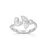 Floral Motif Diamond Ring, 14K White Gold