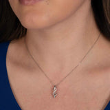 Diamond Swirl Pendant Necklace, 14K White Gold