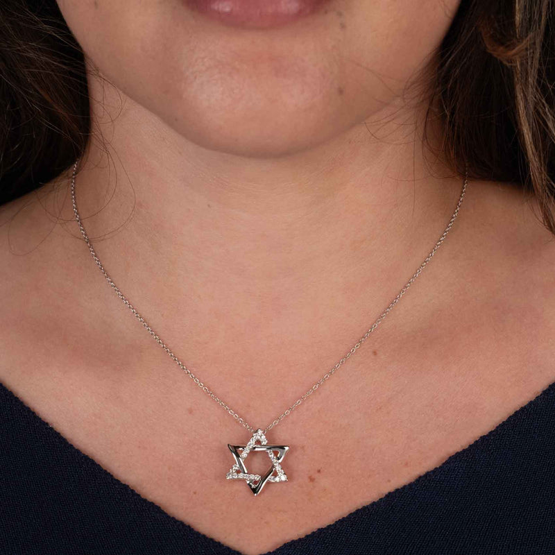 Star of David Pendant, Diamonds, 14K White Gold