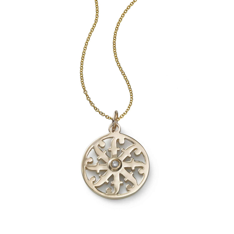 Diamond Bezel Friendship is Forever, .60 inch Pendant, 14K Yellow Gold