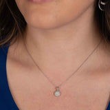 Pavé Diamond Disc Pendant, 14K White Gold