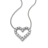 Open Heart Diamond Pendant, 2 Carats, 14K White Gold