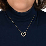 Open Heart Diamond Pendant, 2 Carats, 14K Yellow Gold