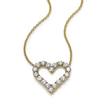 Open Heart Diamond Pendant, 2 Carats, 14K Yellow Gold