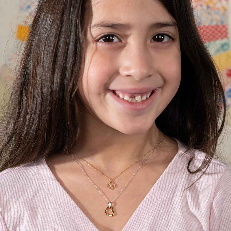 Open Clover Diamond Pendant, 14K Yellow Gold