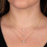 Diamond Flower Necklace, .44 Carat, 14K Yellow Gold