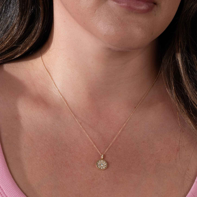 Matte Finish Diamond Design Pendant, 14K Yellow Gold