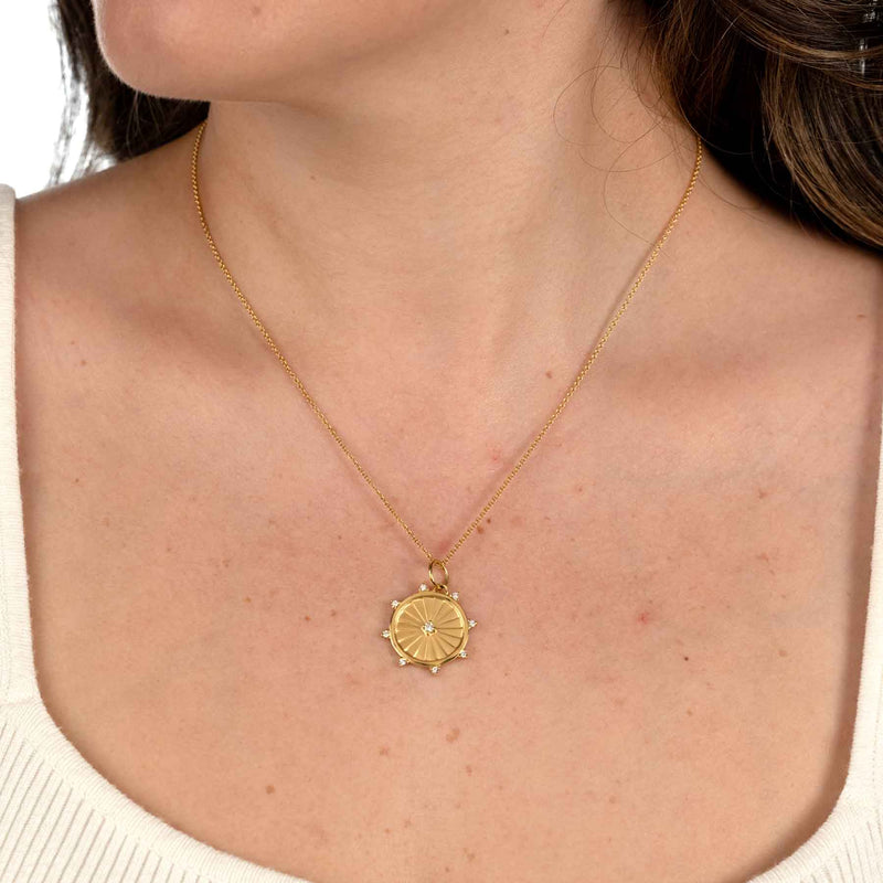 Gold and Diamond Medallion, 14K Yellow Gold