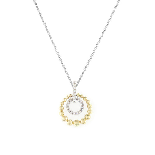 Diamond and Gold Bead Pendant, 14 Karat Gold