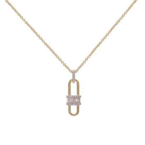 Oval Link Diamond Pendant, 14K Yellow Gold