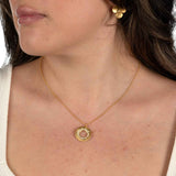 Scattered Diamond Open Disc Pendant, 14K Yellow Gold