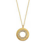 Scattered Diamond Open Disc Pendant, 14K Yellow Gold