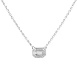 Baguette Diamonds Octagonal Necklace, 18K White Gold