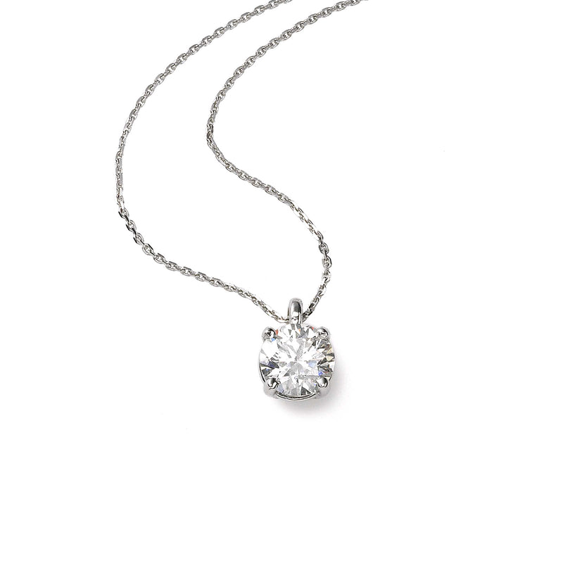 Diamond Solitaire Pendant, .60 Carat, 14K White Gold