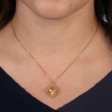 Diamond Compass Medallion Pendant, 14K Yellow Gold