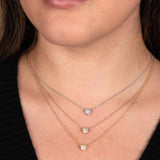 Small Pavé Diamond Heart Necklace, 14K Rose Gold