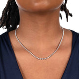 Graduated Diamond Tennis Necklace, 3.40 Carats, 14K White Gold