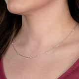 Bezel Set Diamond Station Necklace, .78 Carat Total, 18 Inches, 14K White Gold