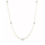 Bezel Diamond Stations Necklace, 18 Inches, .75 Carat, 14 Karat Gold