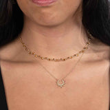 Diamond Sunburst Necklace, 14K Yellow Gold