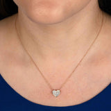 Small Pavé Diamond Heart, Mother Of Pearl, 14K Rose Gold