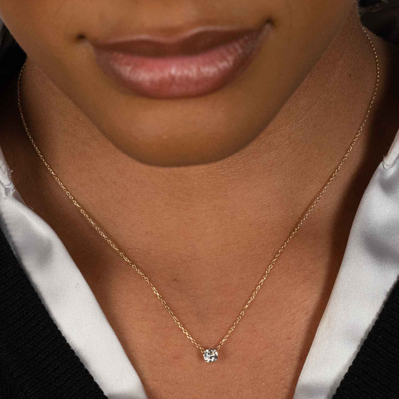 Diamond Solitaire Necklace .30 Carat, 14K Yellow Gold