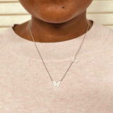 Diamond Butterfly Necklace, 14K White Gold
