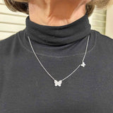 Diamond Butterfly Necklace, 14K White Gold